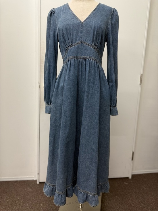 In February Dresses & Skirts - Women's Long Sleeve Denim Maxi Dress in Blue